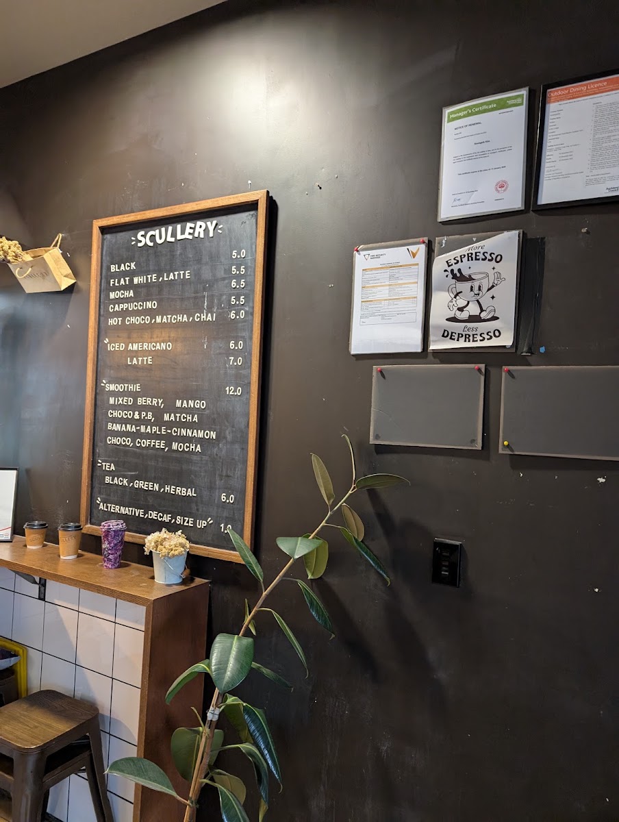 Scullery menu board