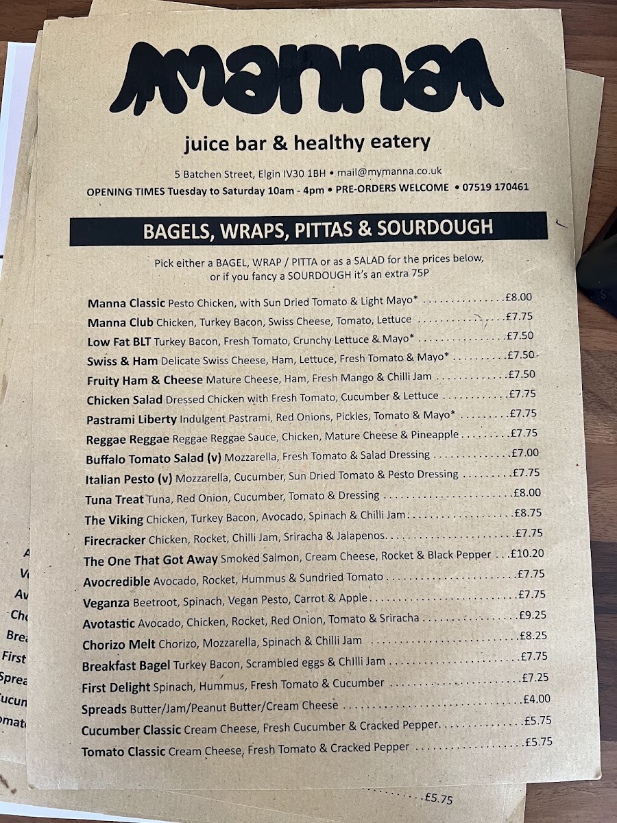 Manna menu board