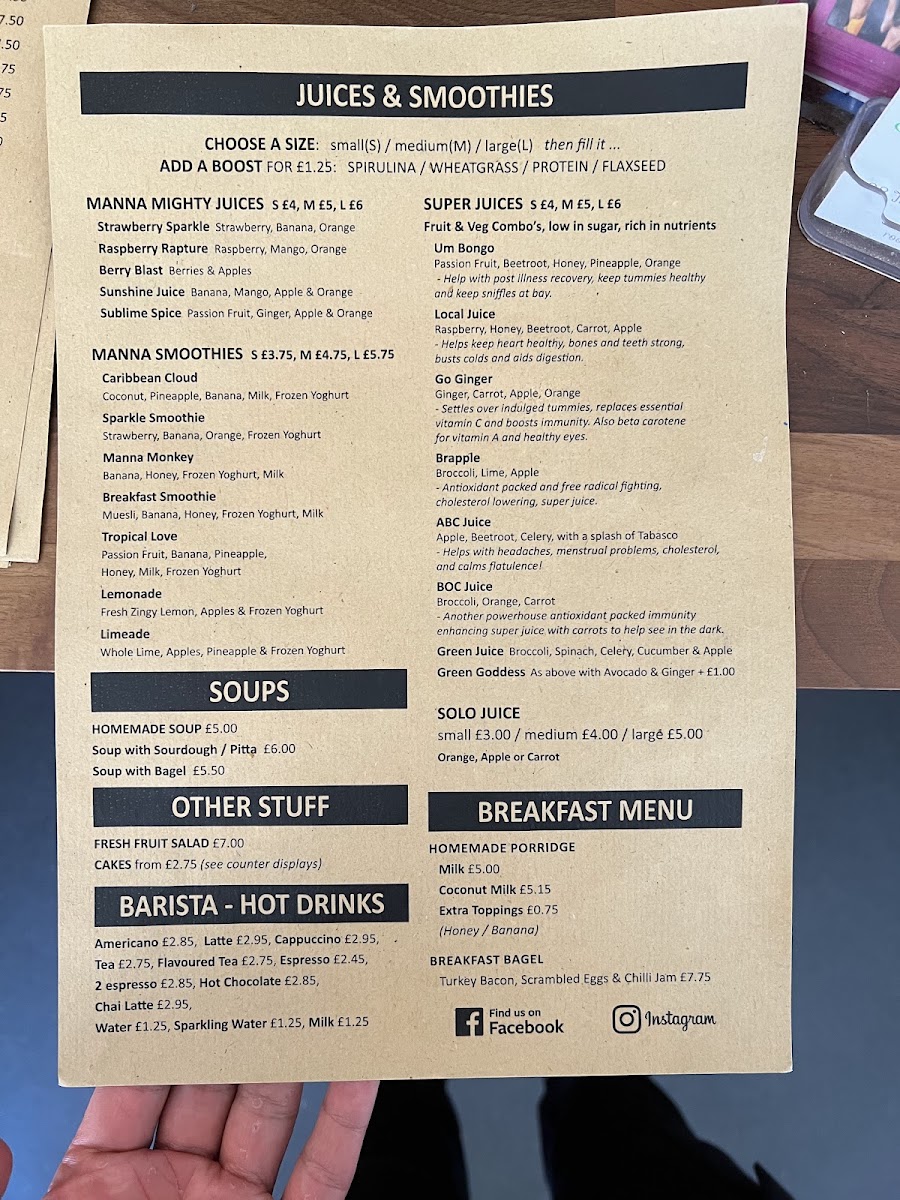 Manna menu board