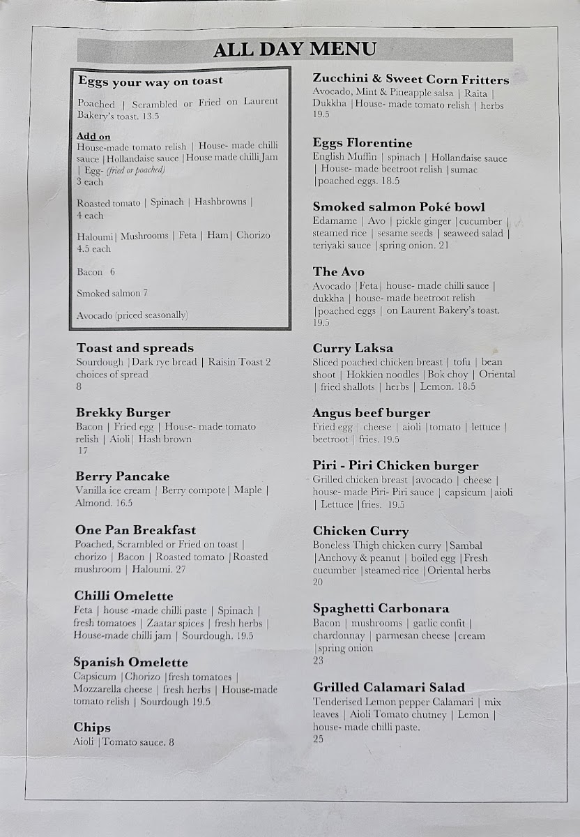 20g Coffee Cafe menu board