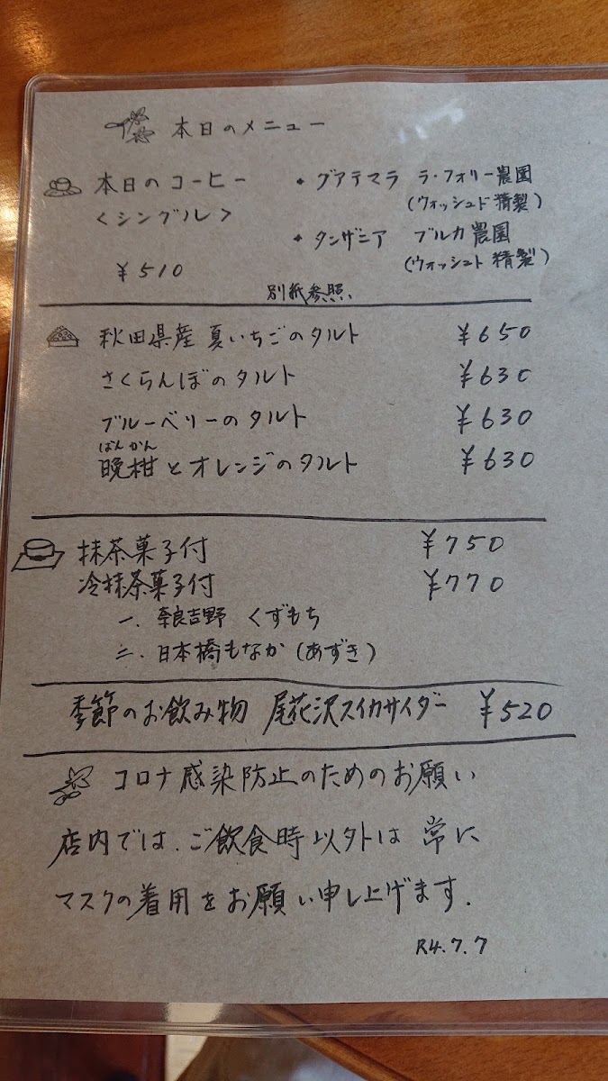 Engawa Cafe (Showa no Ie) menu board