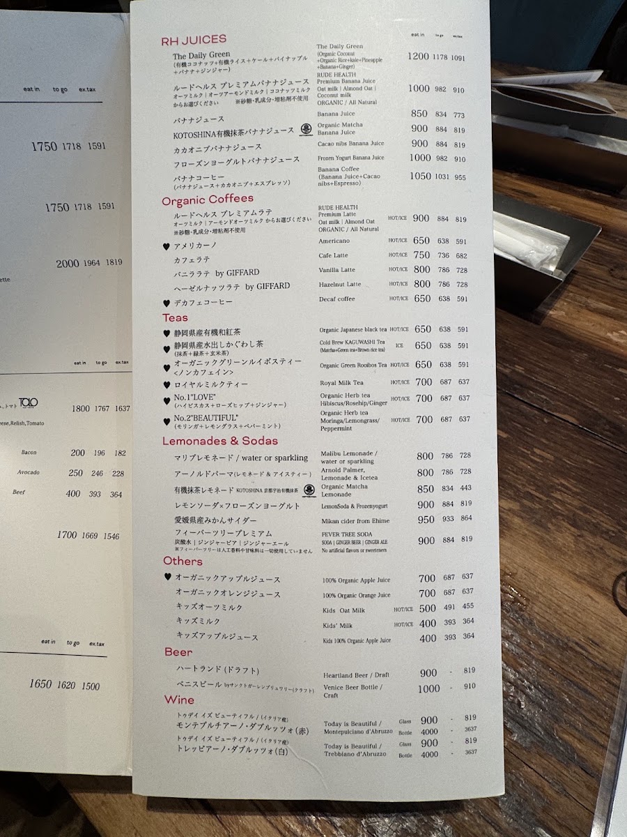 RHC CAFE Kawasaki menu board