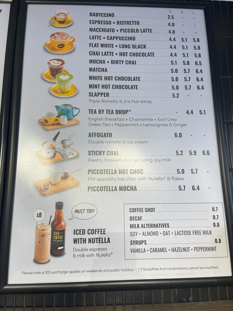 Piccolo Me Auburn menu board