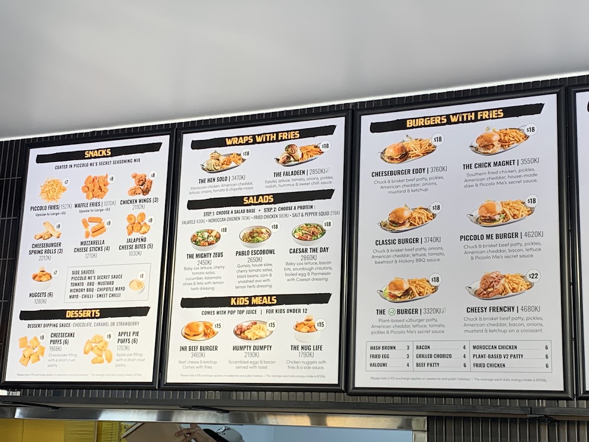 Piccolo Me Auburn menu board