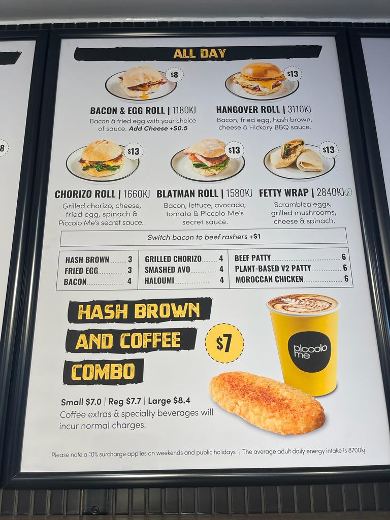 Piccolo Me Auburn menu board
