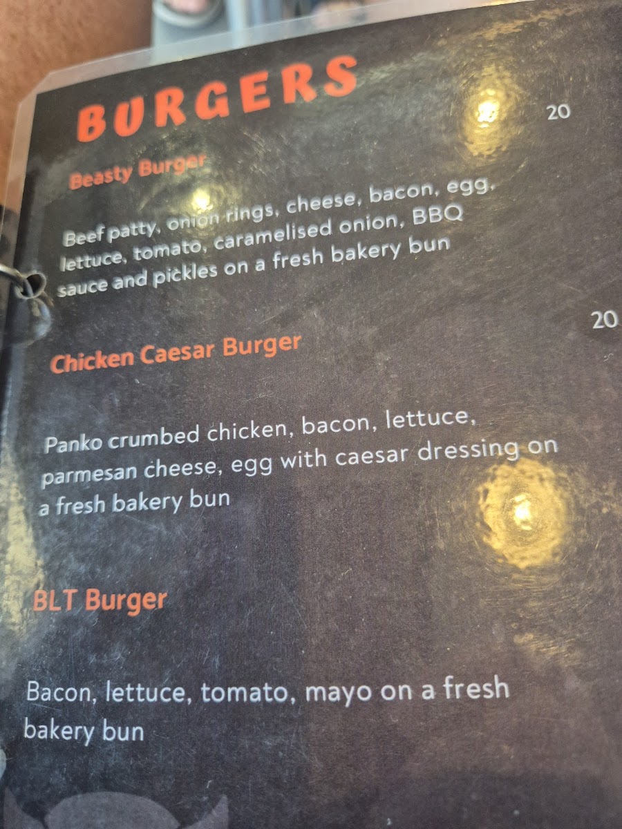 Beasty Beans Cafe menu board