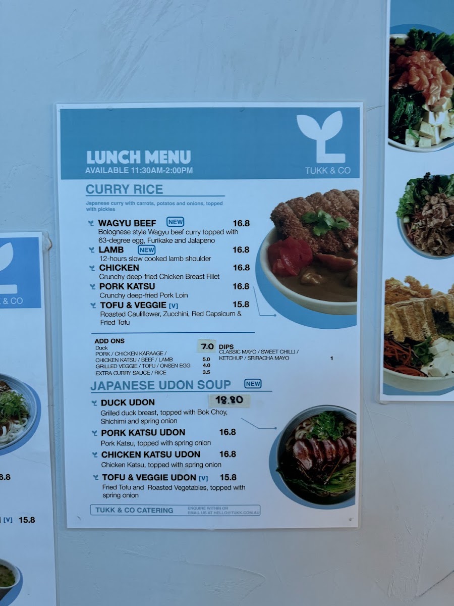 Tukk and Co menu board