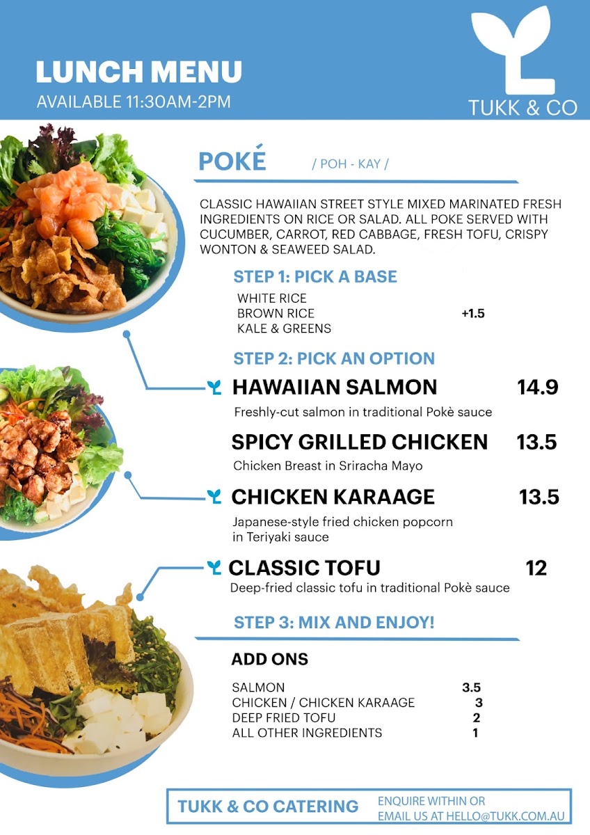 Tukk and Co menu board