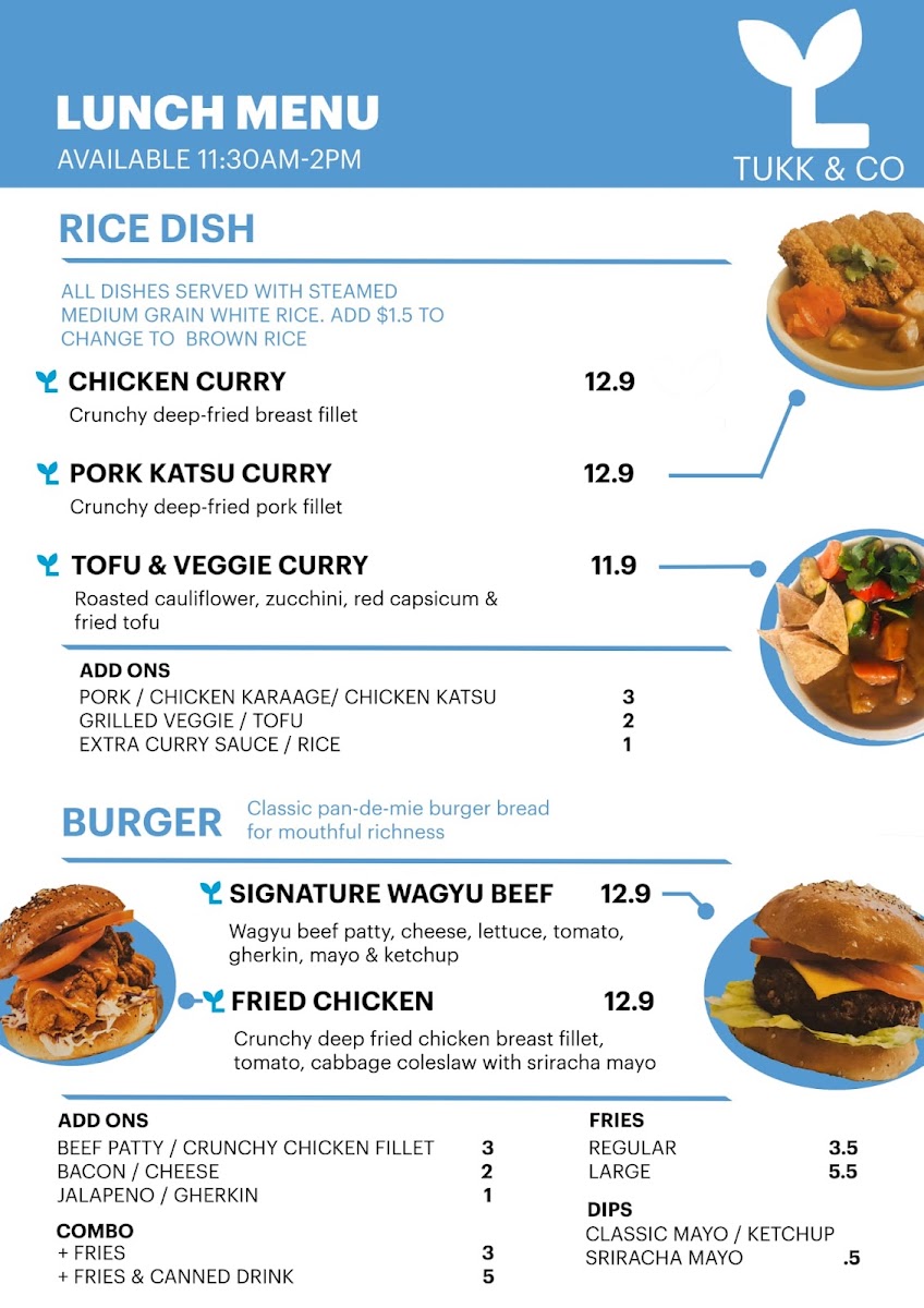 Tukk and Co menu board