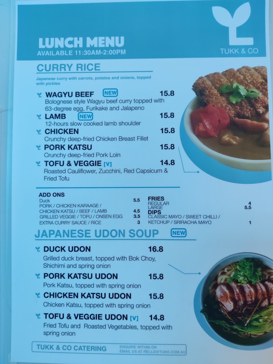 Tukk and Co menu board