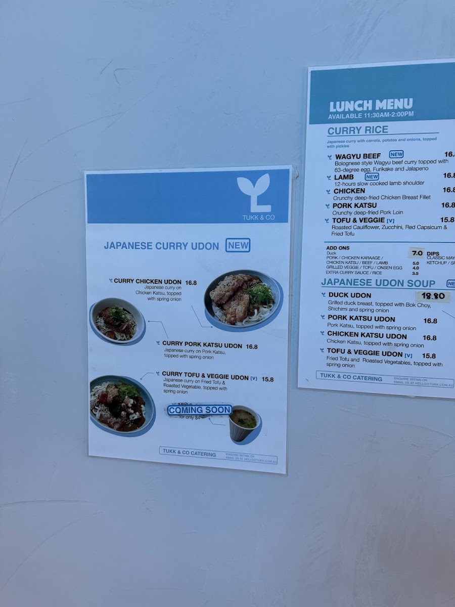 Tukk and Co menu board