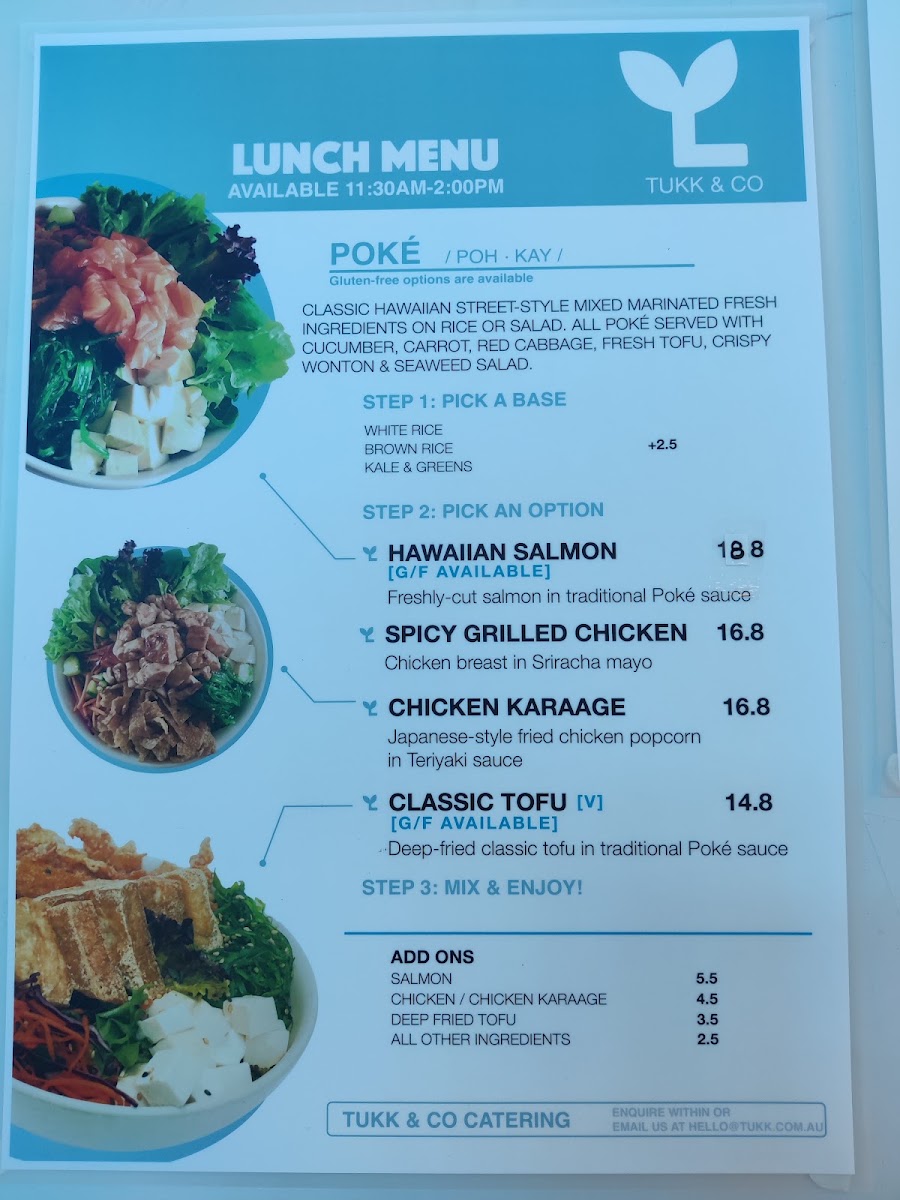 Tukk and Co menu board