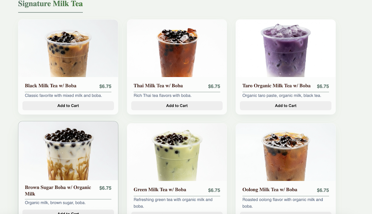 Teavoli Boba menu board