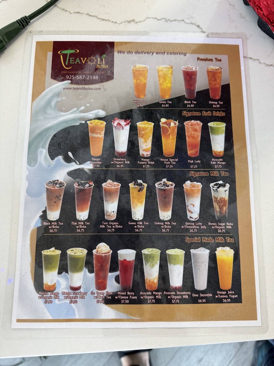 Teavoli Boba menu board