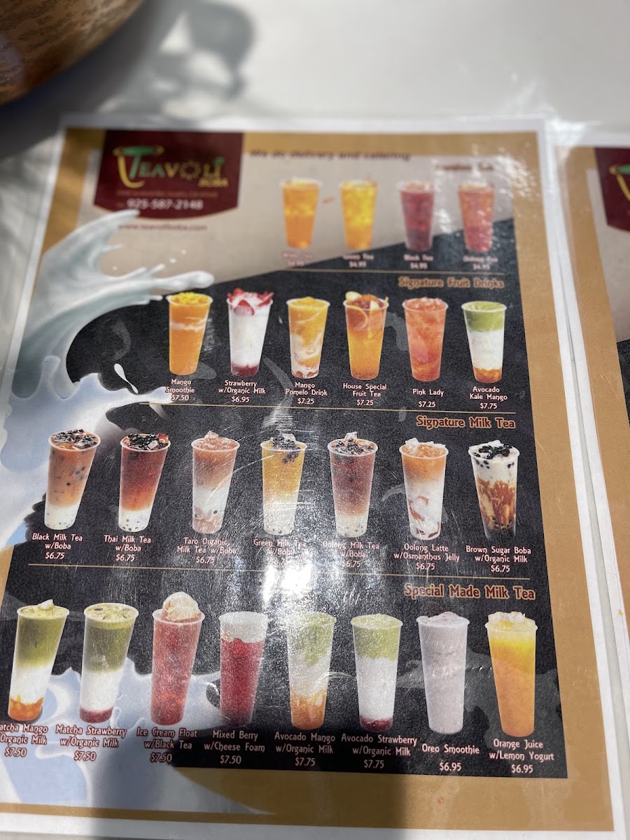 Teavoli Boba menu board