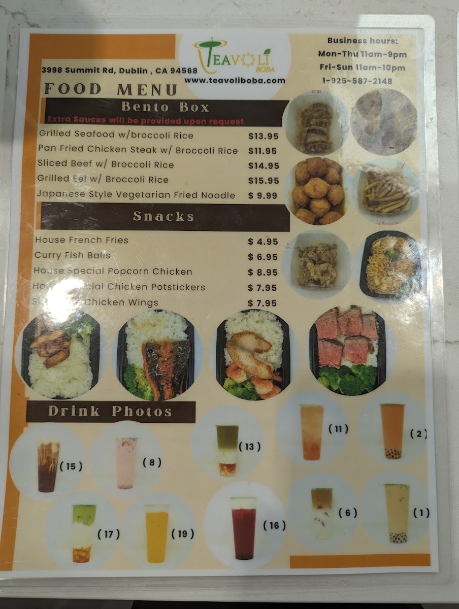 Teavoli Boba menu board