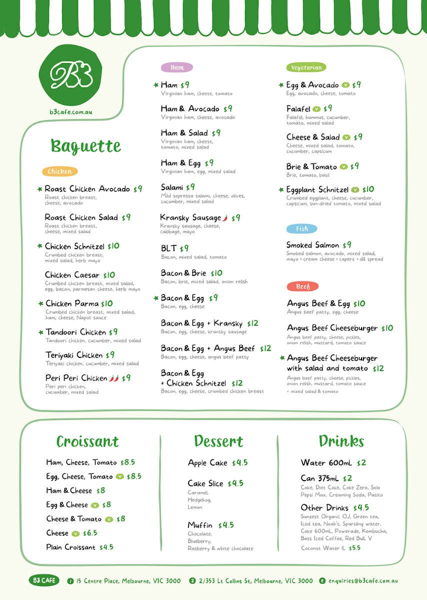B3 Cafe menu board