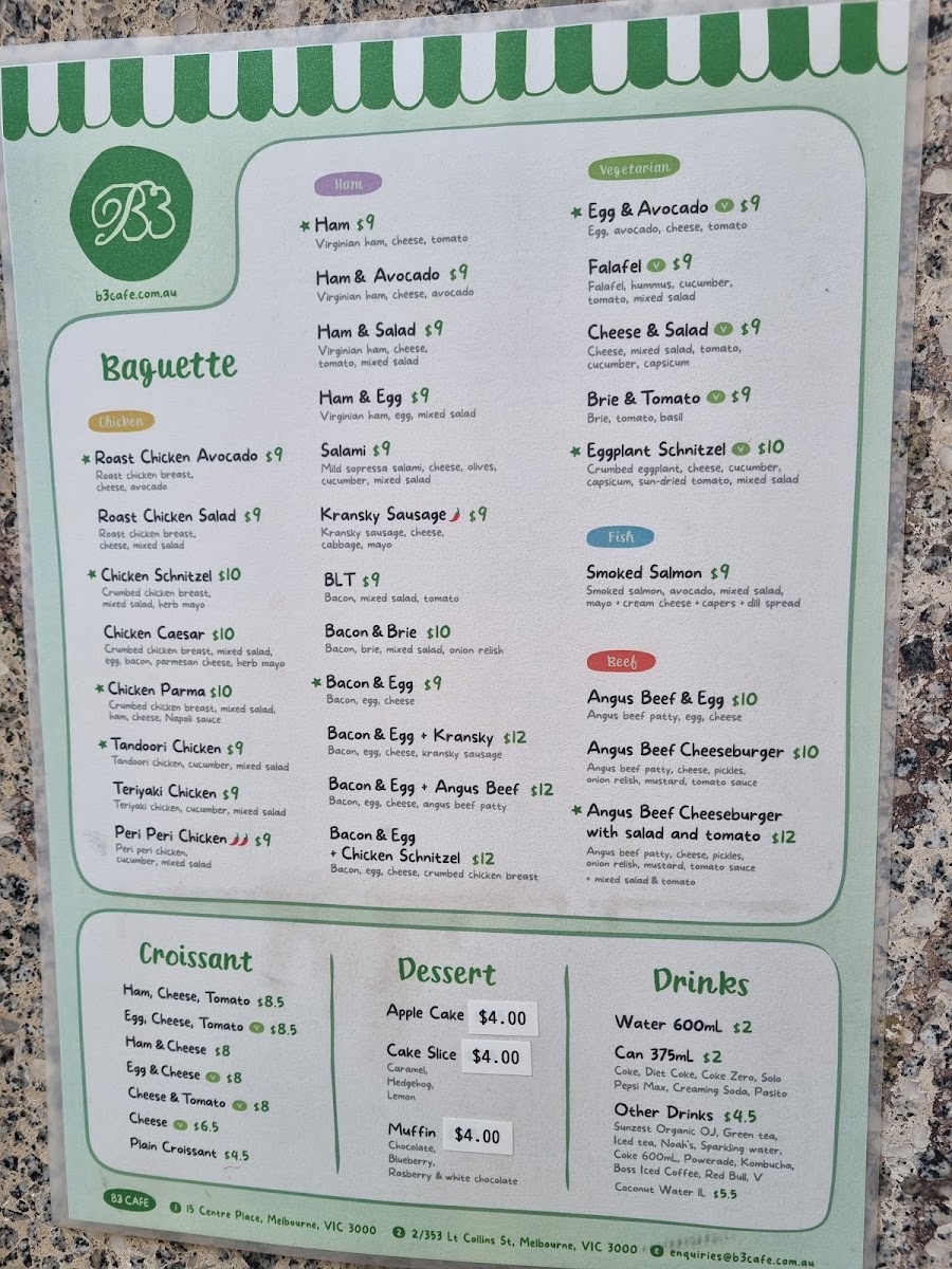 B3 Cafe menu board