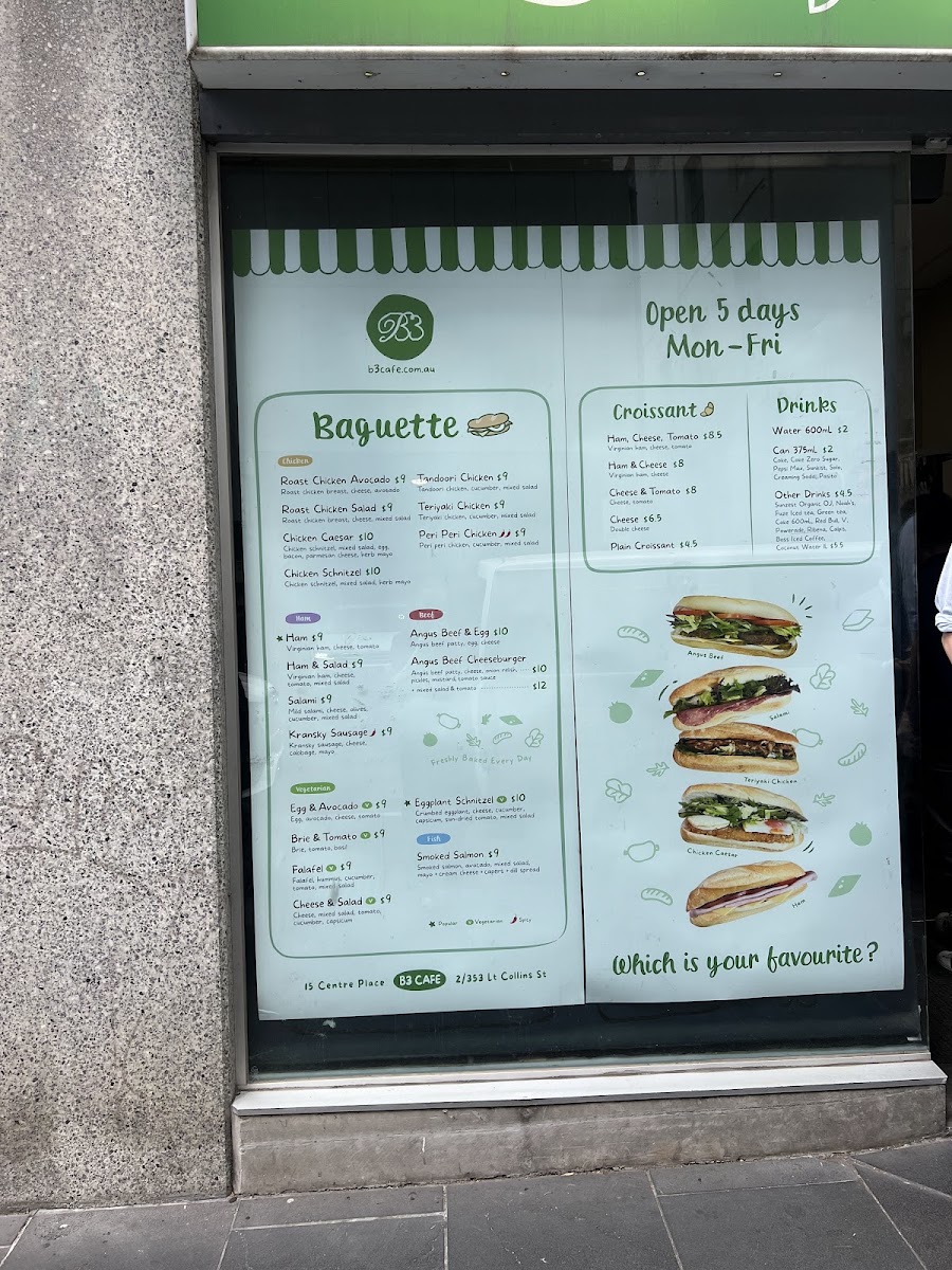 B3 Cafe menu board