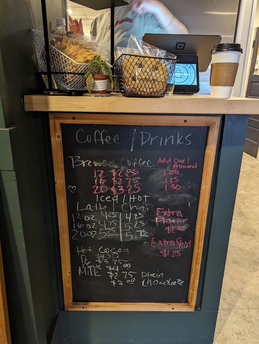 The Park Coffee & Bread Co. menu board