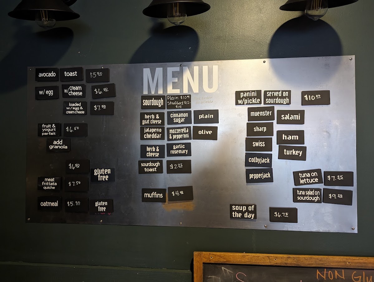 The Park Coffee & Bread Co. menu board