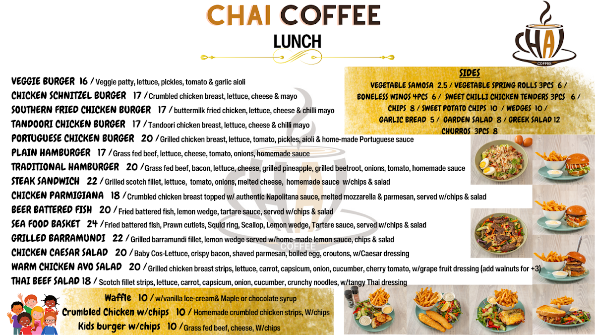 Chai Coffee menu board