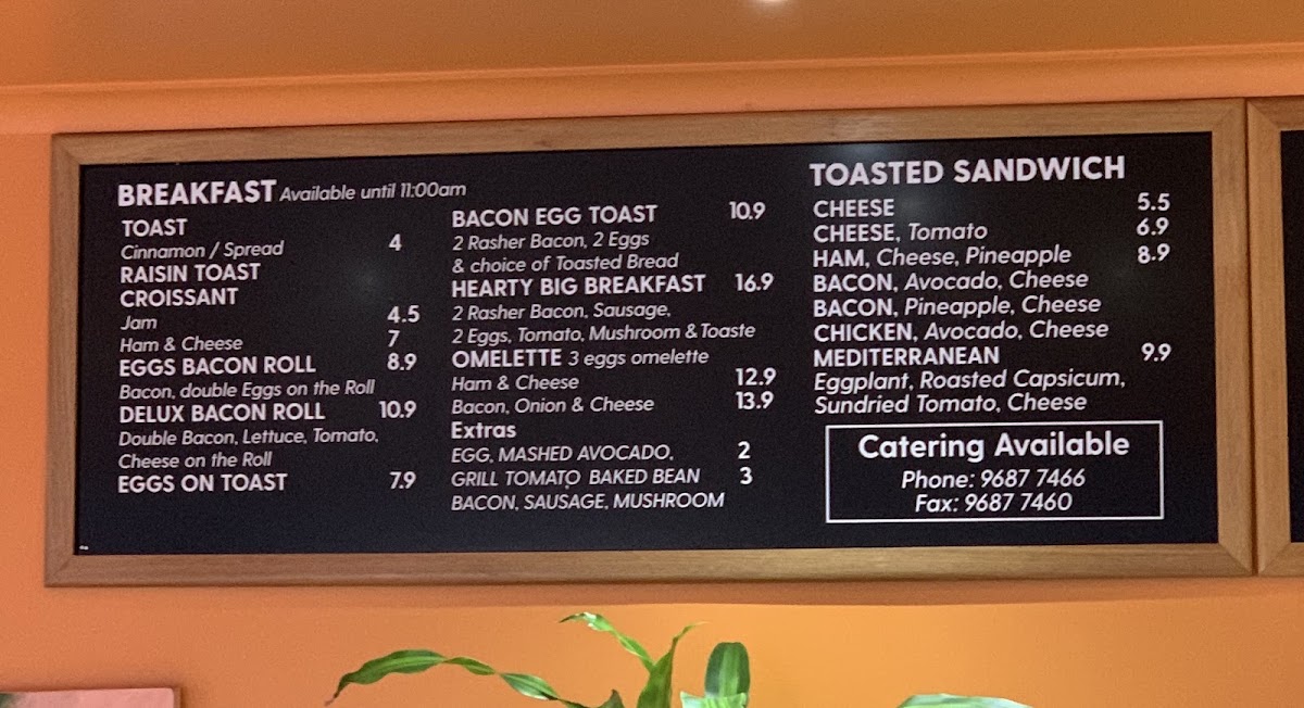Chai Coffee menu board