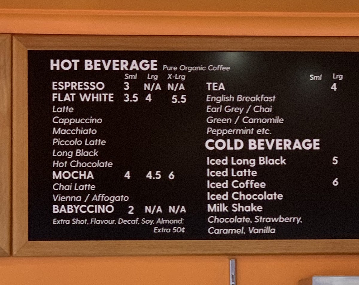Chai Coffee menu board