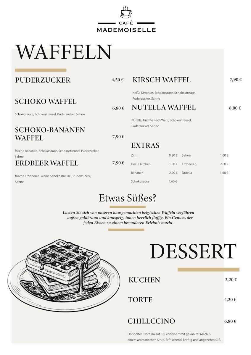 Café Mademoiselle menu board