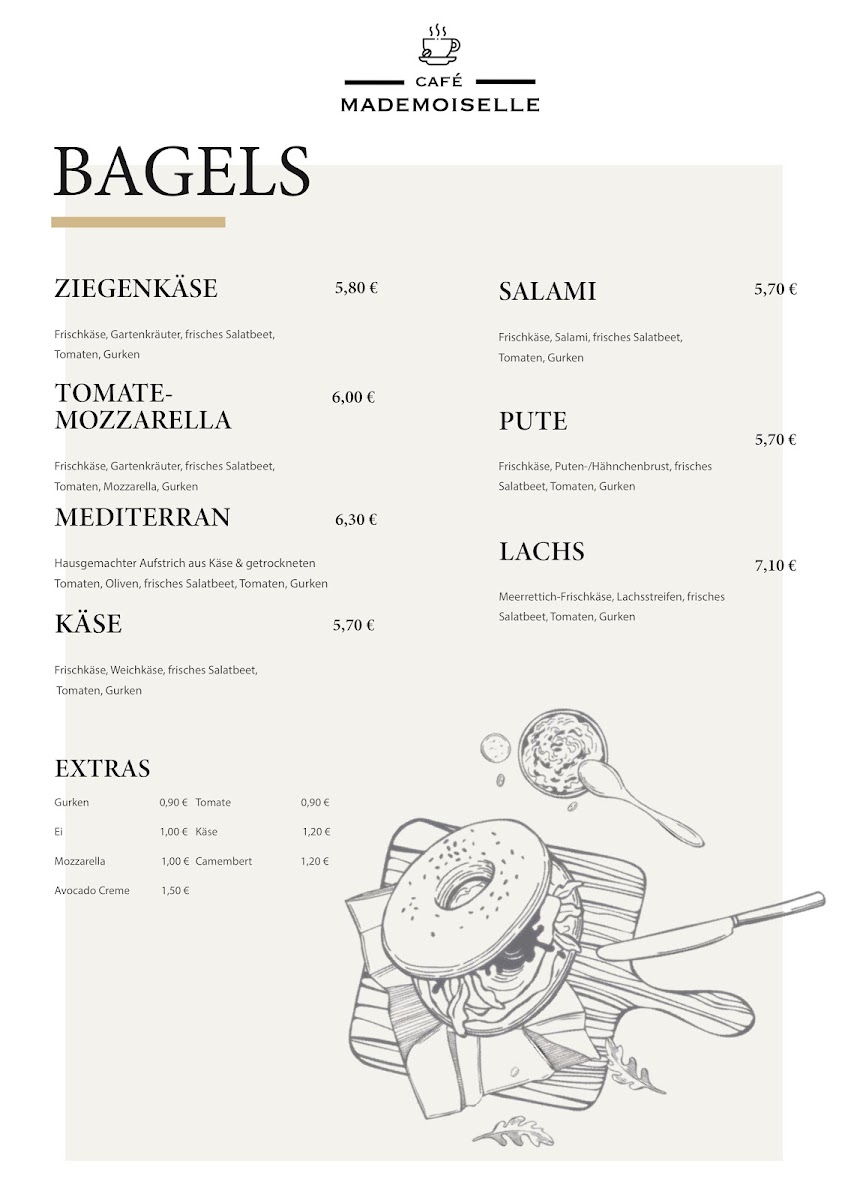 Café Mademoiselle menu board