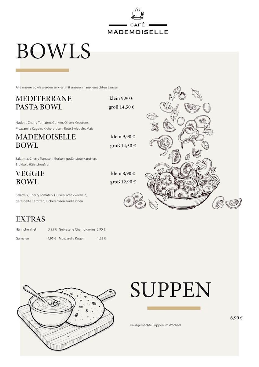 Café Mademoiselle menu board