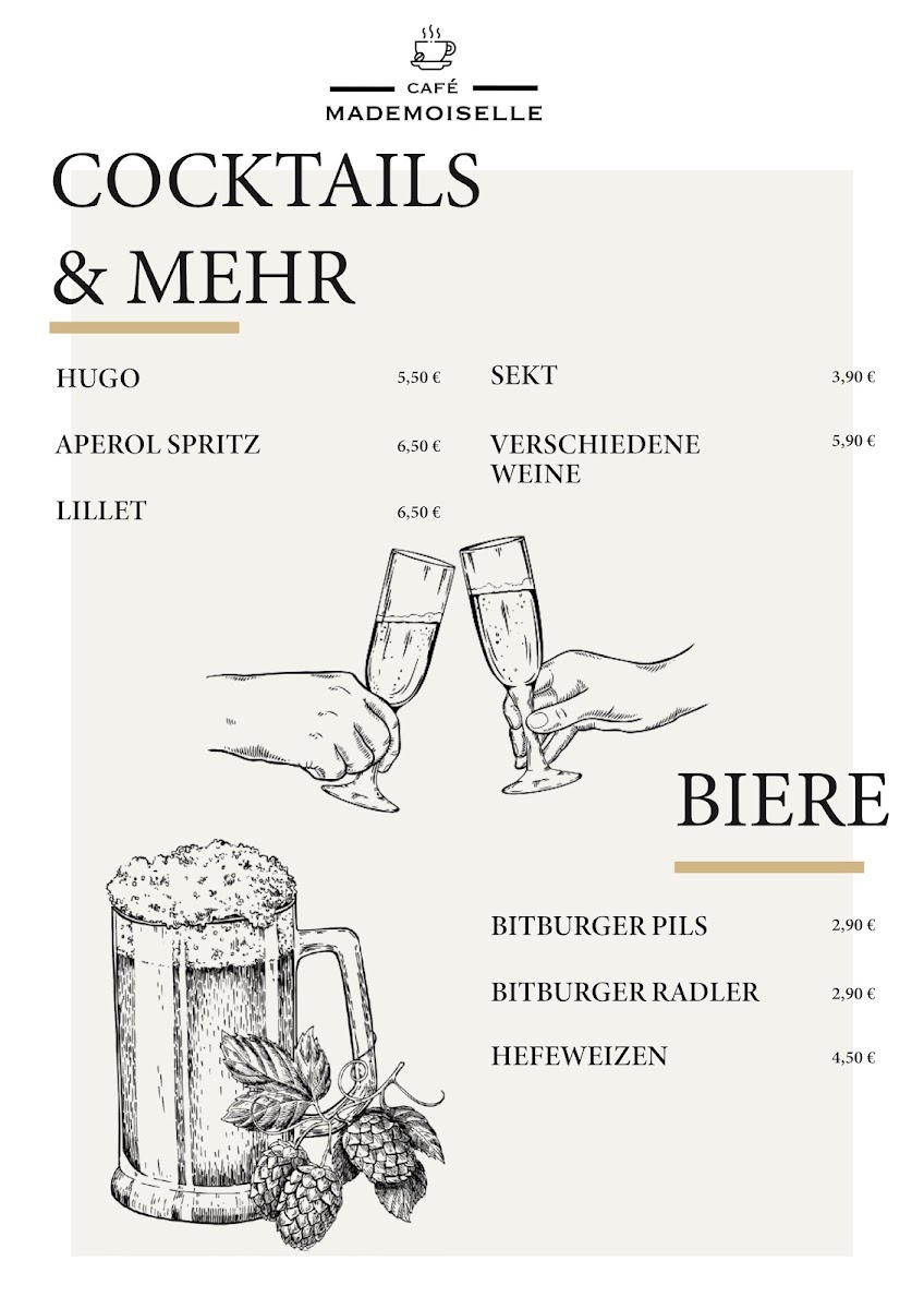 Café Mademoiselle menu board