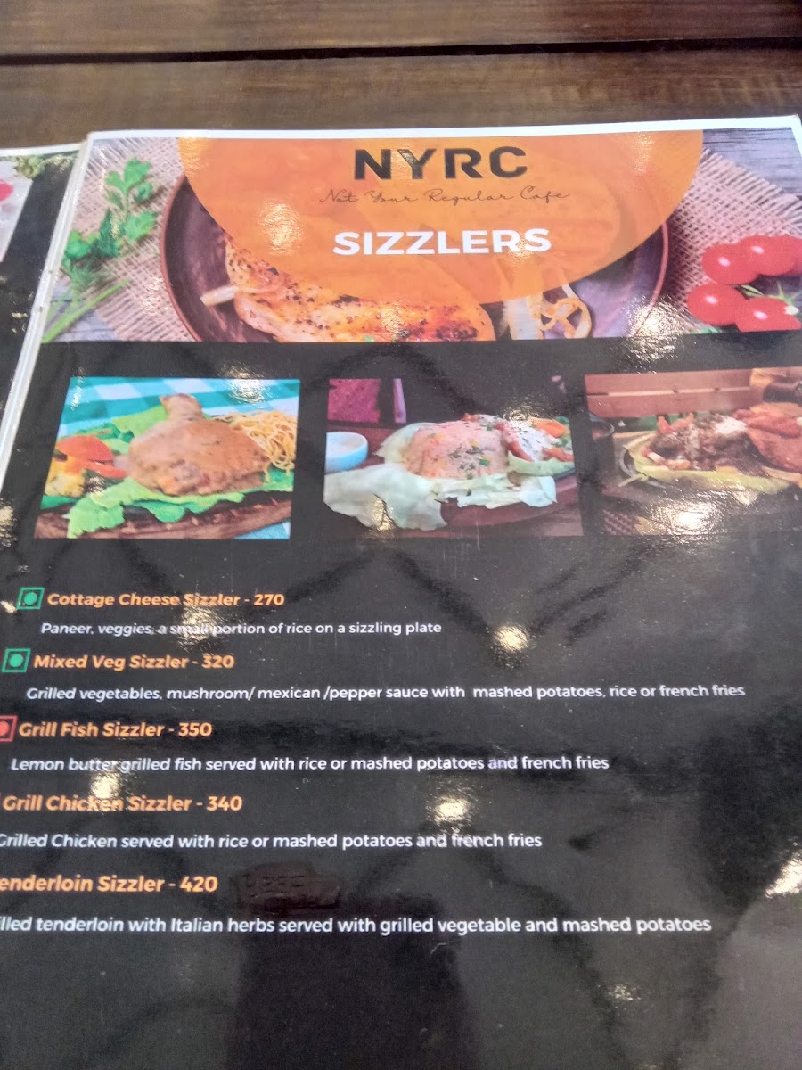 NYRC - Not Your Regular Cafe menu board