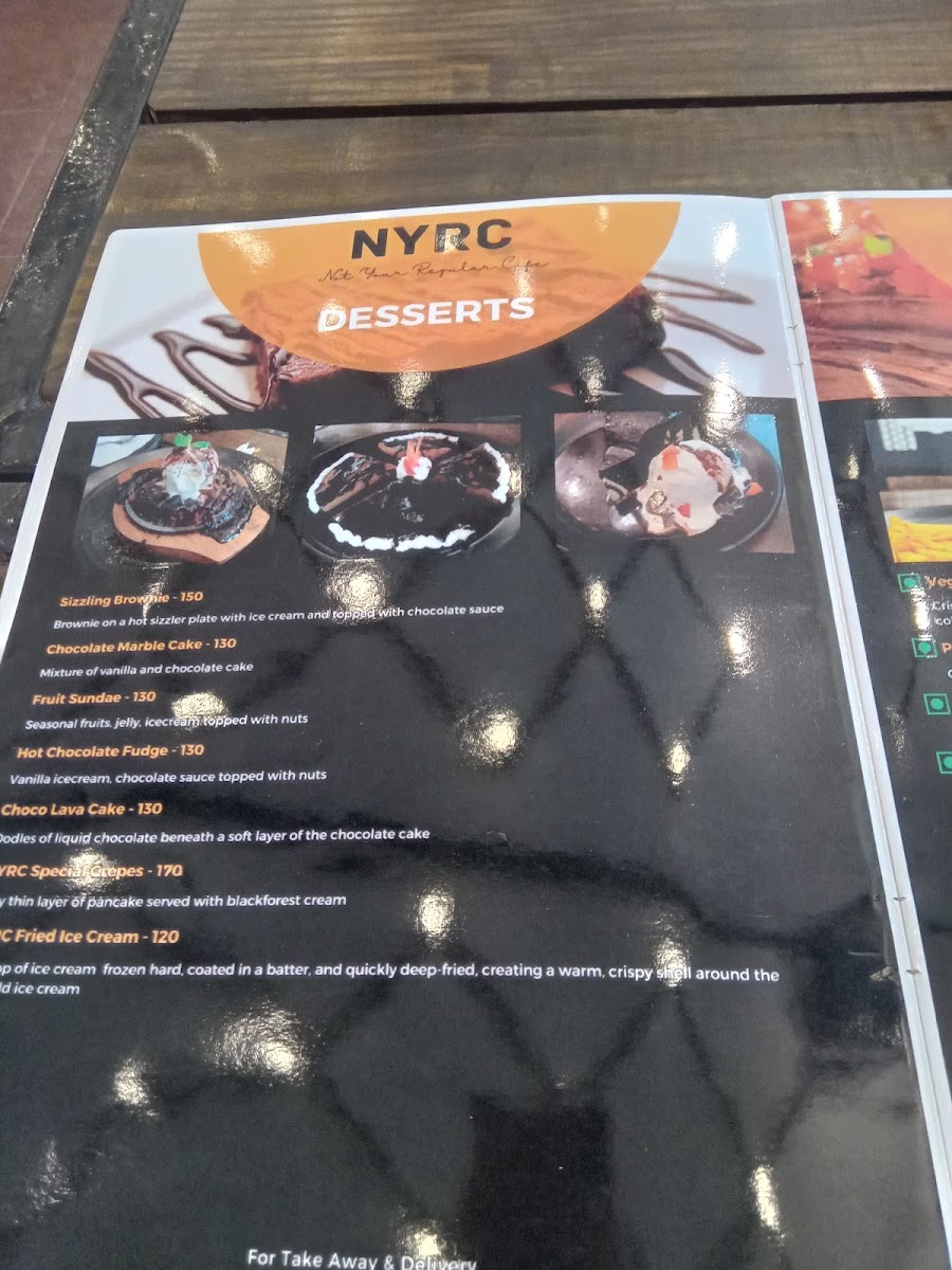 NYRC - Not Your Regular Cafe menu board