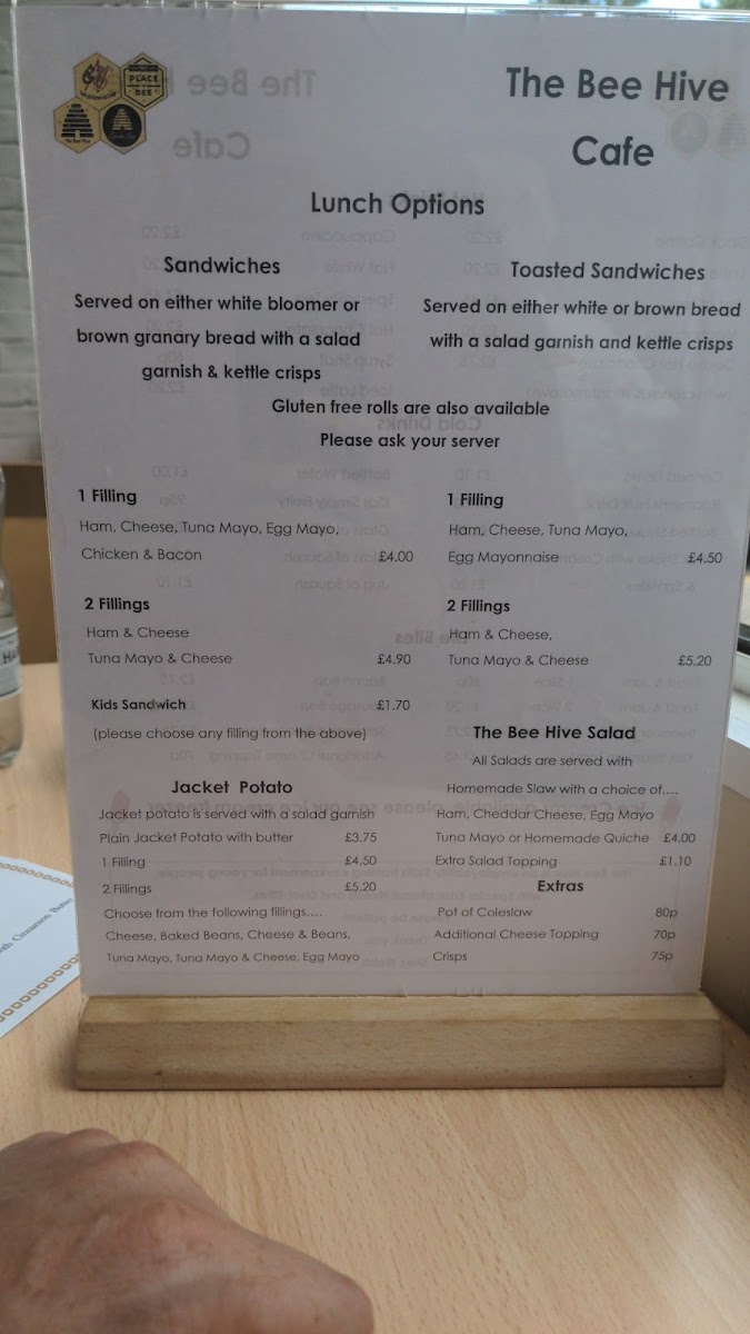 The Bee Hive, Northgate School Arts College menu board