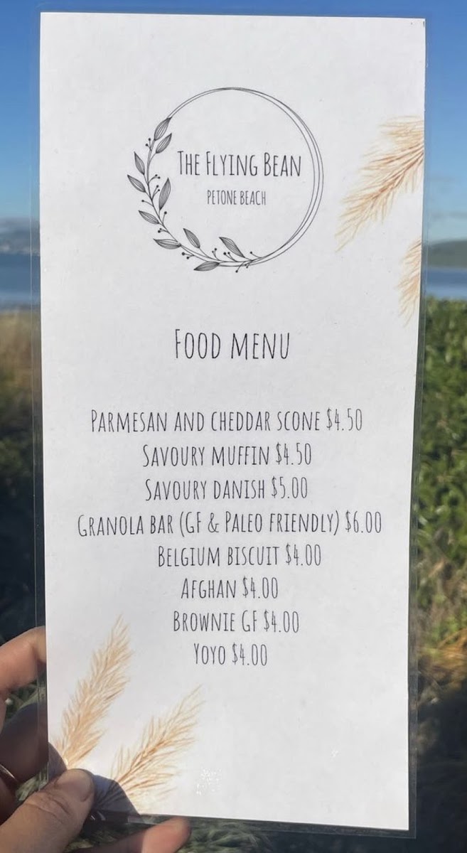 The Flying Bean Coffee Shop menu board