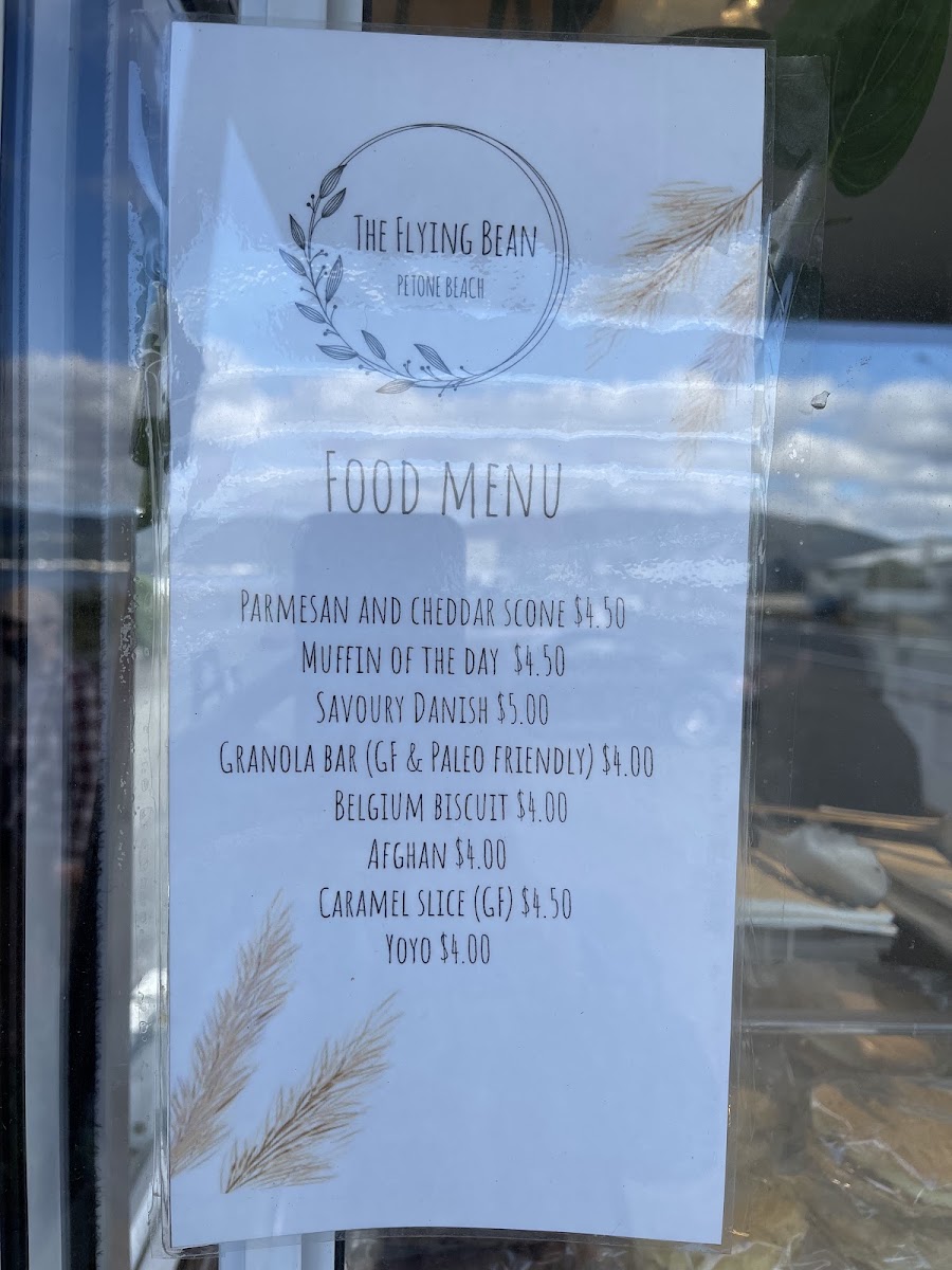 The Flying Bean Coffee Shop menu board