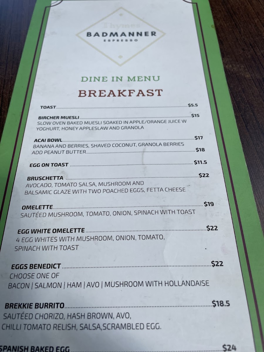 Badmanner menu board