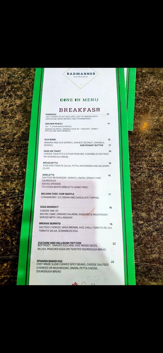 Badmanner menu board