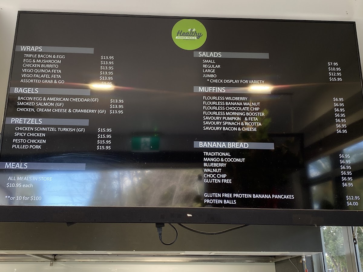 Healthy Power Meals menu board