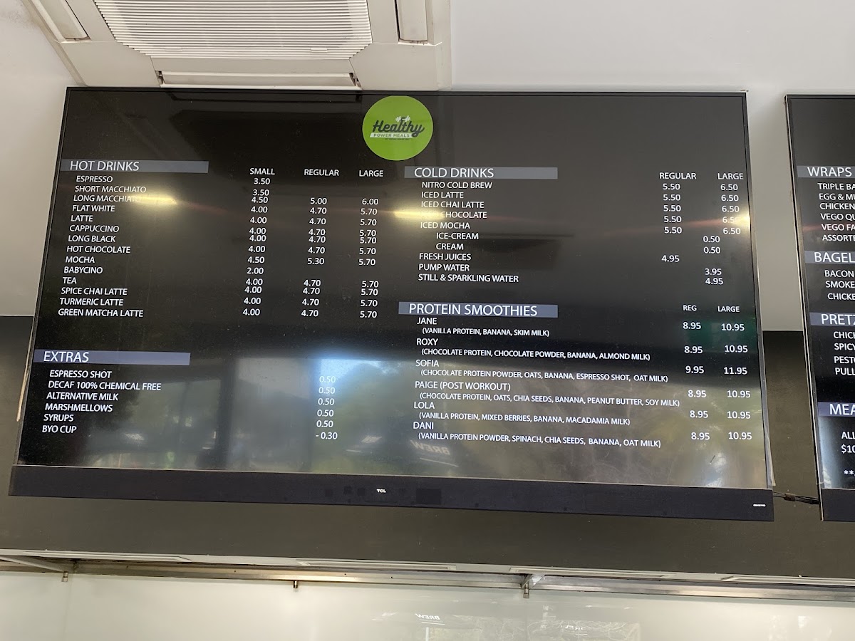 Healthy Power Meals menu board