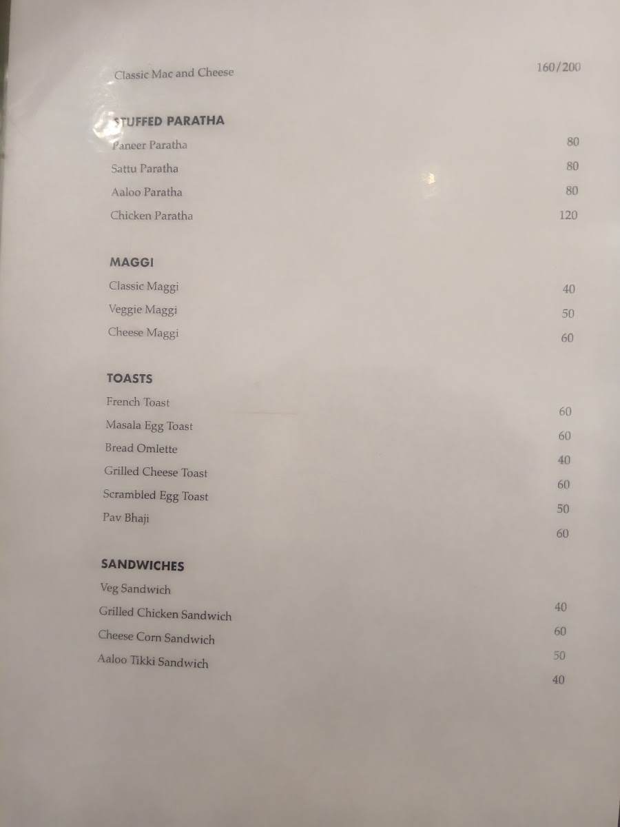 The Artist Block Cafe menu board