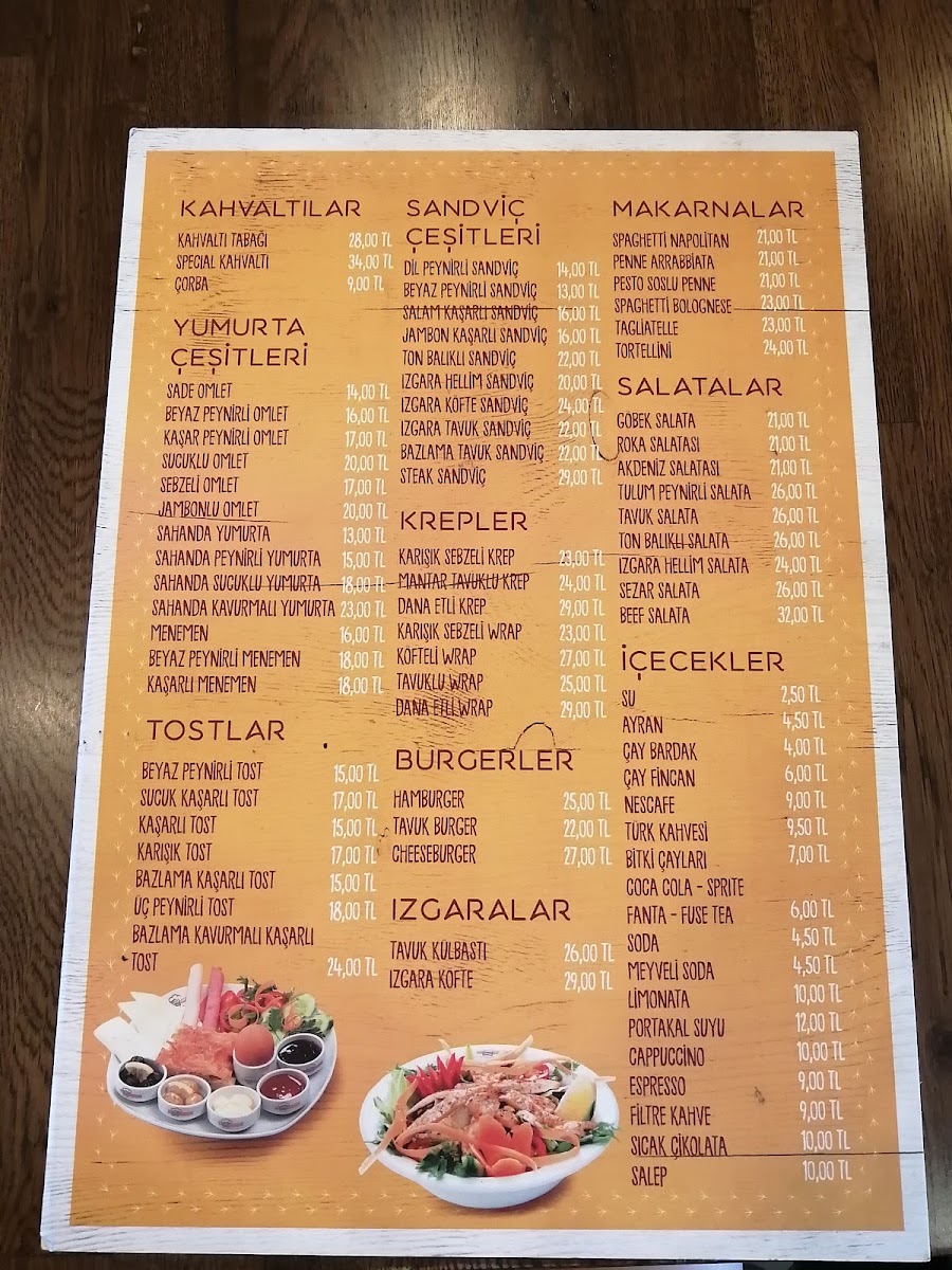 Aslı Börek menu board