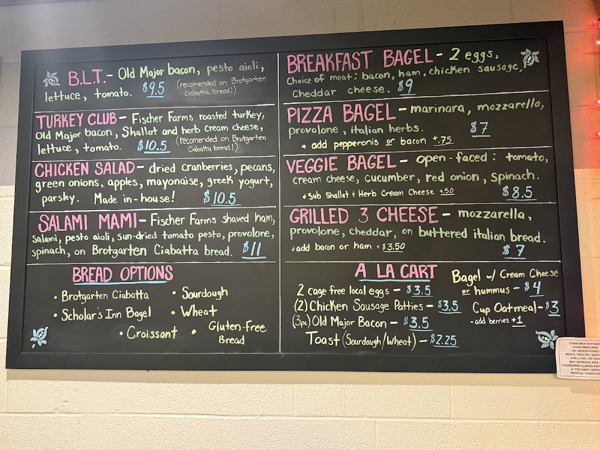 Cosmic Cardinal Cafe menu board
