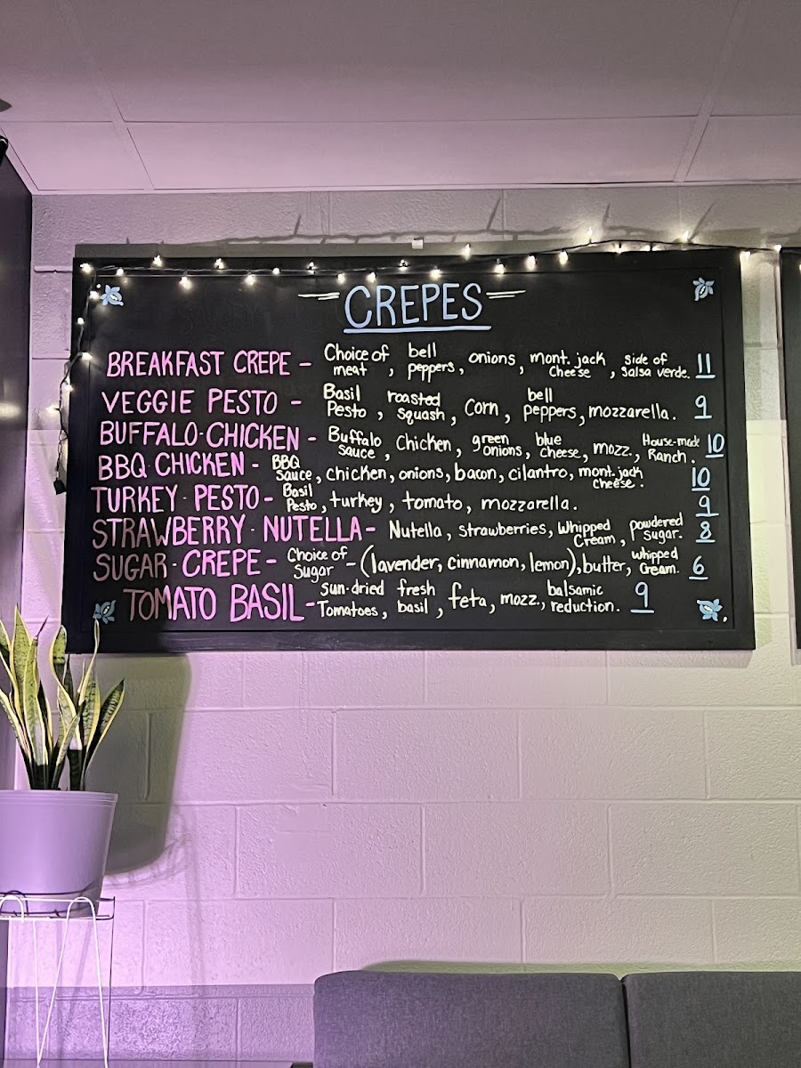 Cosmic Cardinal Cafe menu board