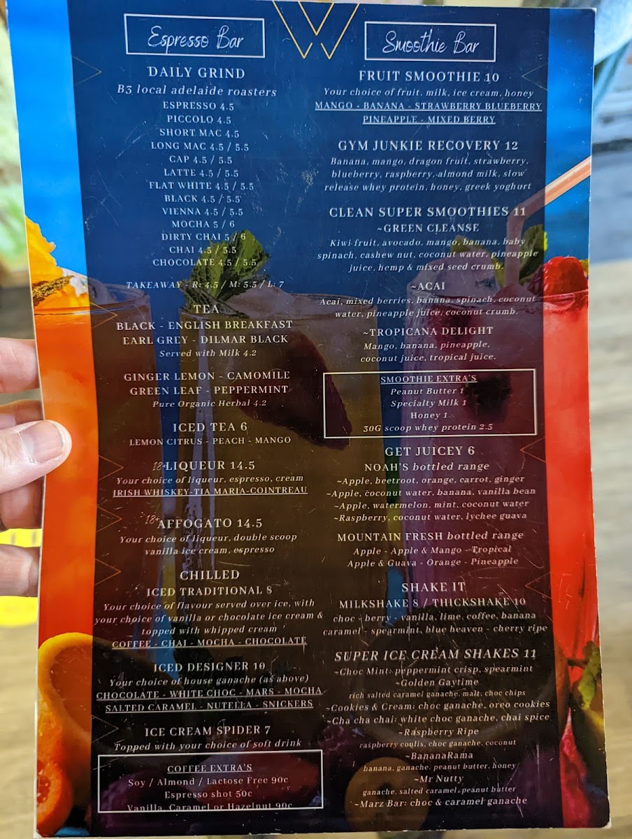 Soull Cafe and Espresso Bar menu board