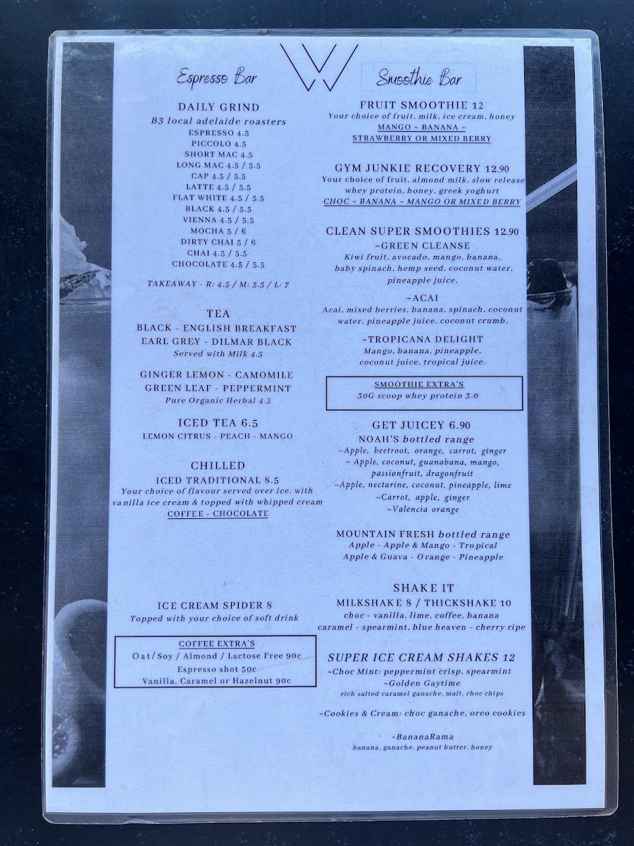 Soull Cafe and Espresso Bar menu board
