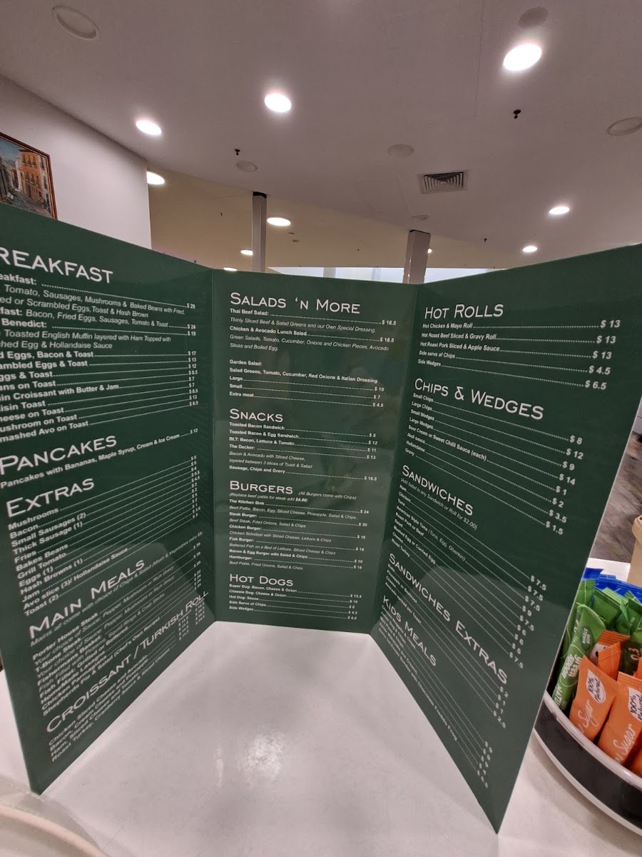 Cascades Cafe menu board