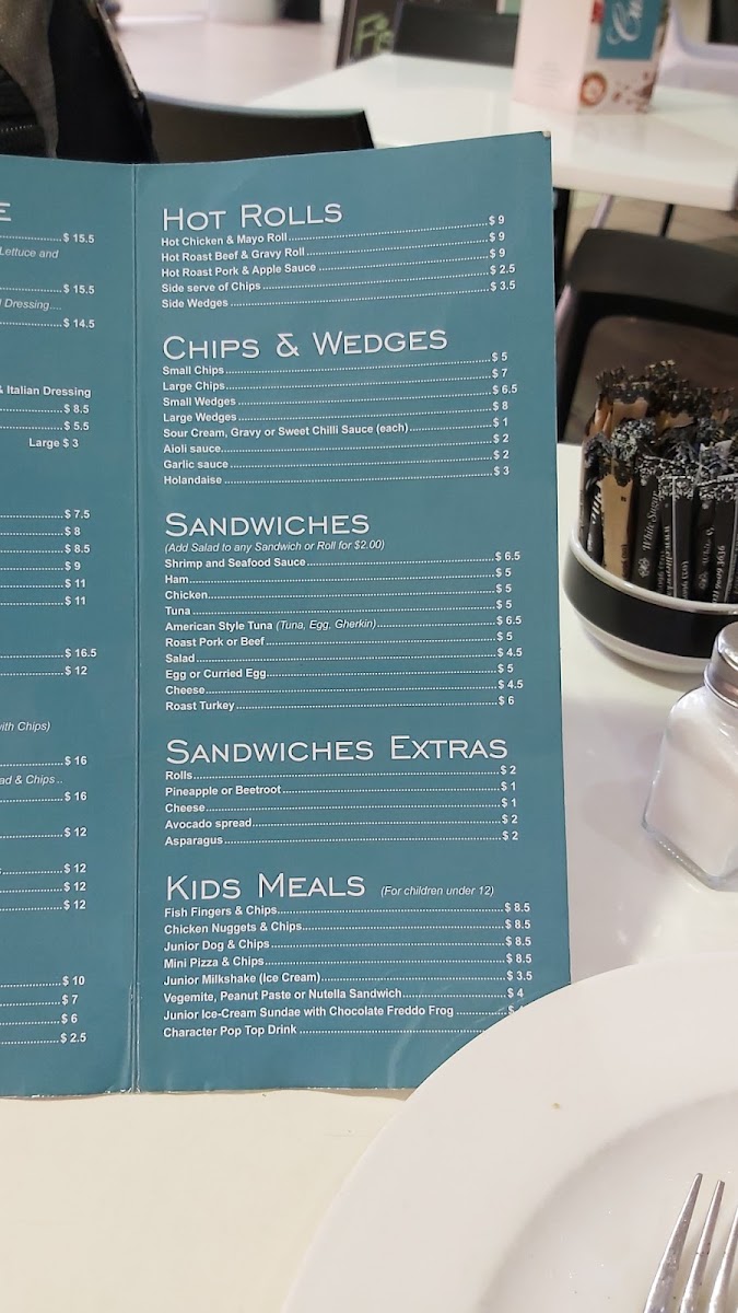Cascades Cafe menu board
