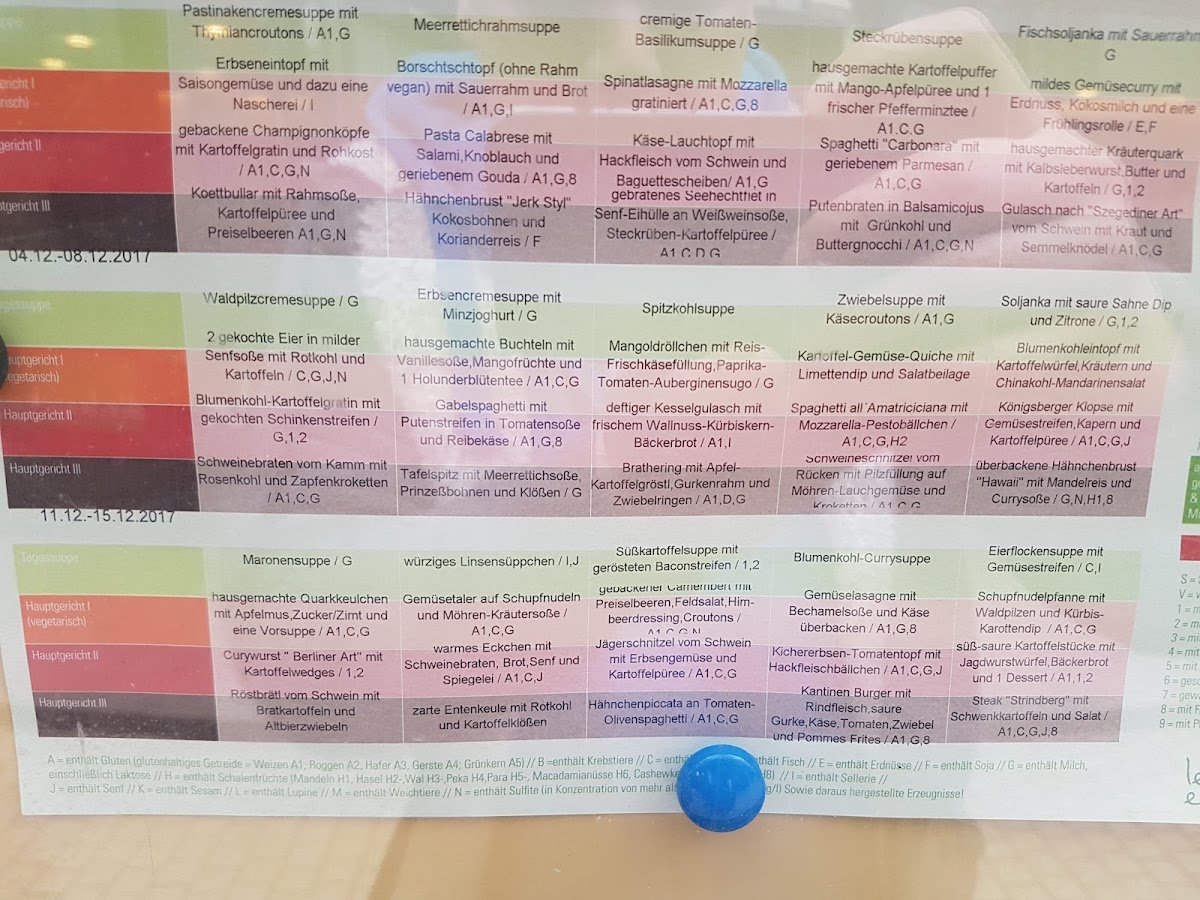 Die Kantine am Rathaus menu board